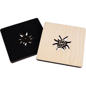 Zirbenholz Untersetzer mit Filzrücken | Natürlich Duftend | Ausschnitt Edelweiß