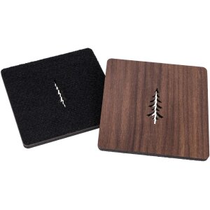 Walnut coaster with felt back and fir / conifer cut-out