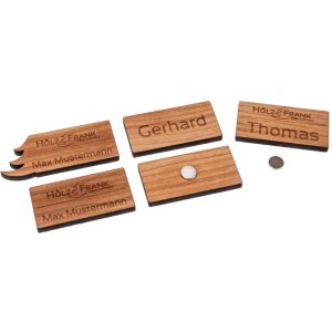 Magnetische Namensschilder aus Kirschholz geölt | Mit Zwei Magneten