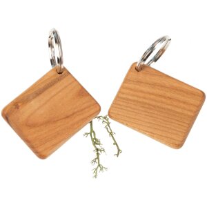 Wooden key ring made of oiled FSC® cherry - Rectangular shape - 4.5 x 3.5 x 0.5 cm