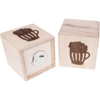Money box - natural spruce - cube shape - oiled walnut...
