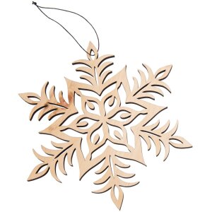 Handgefertigter Weihnachtsstern aus duftender Zirbe an Goldkordel - 23 cm Farn
