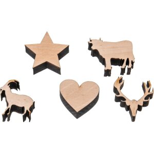Miniatur Erle Holz Streuteile | Deko Streuartikel ca. 3x3x1,2cm