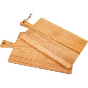Schneidebrett mit Griff aus FSC® Kirsch Holz geölt 40 x 20 x 1,5 cm mit Kordel