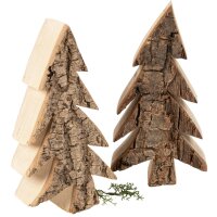 Holz Deko Tannen mit Rinde | Schiefe Tanne aus Erle -  15 cm