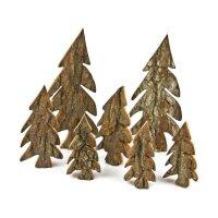 Holz Deko Tannen mit Rinde | Schiefe Tanne aus Erle -  15 cm