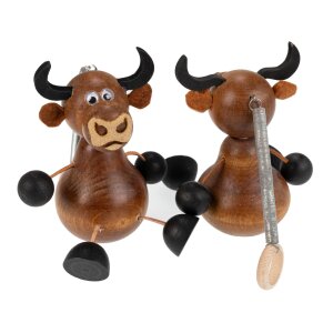 Schwingfiguren / Hüpftiere aus Holz - Kuh dunkelbraun