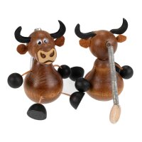 Schwingfiguren / Hüpftiere aus Holz - Kuh dunkelbraun