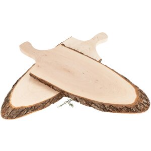 Servierbrett mit Griff & Rinde aus FSC® Erlenholz ca. 42 - 56 x 2,5 cm