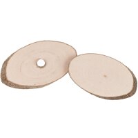 Handgefertigter Haselnuss Rindenscheiben-Magnet | oval 5-7cm