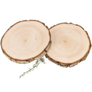 Alder Wood Slice round 14–16 cm – Bark edge disc for cutting board