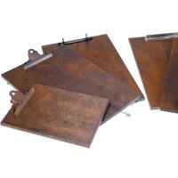 Klemmbrett aus 12mm FSC® Erle Massivholz in Nussbaum Farbe