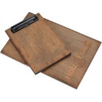 Klemmbrett aus 12mm FSC® Erle Massivholz in Nussbaum Farbe