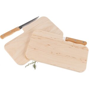 Schneidebrett mit Messerschlitz - Messerbrett aus FSC® Erle 26 x 15,5 x 1,2 cm mit Messer