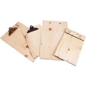 Gehacktes Zirbenholz Klemmbrett im Used Look | Viele Varianten