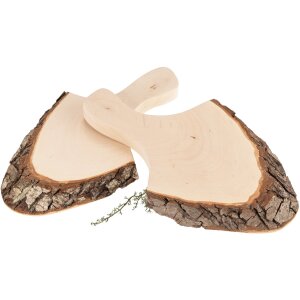 Servierbrett mit Griff & Rinde aus FSC® Erlenholz ca. 23 - 27 x 2 cm