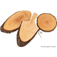 Servierbrett mit Griff & Rinde aus FSC® Erlenholz ca. 23 - 27 x 2 cm