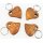 Cherry wood key ring - curved heart in heart
