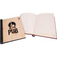 Hochwertige Holz-Speisekarte / Gästebuch mit praktischem Klemmbinder-System