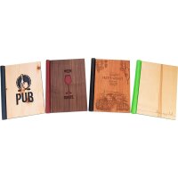 Hochwertige Holz-Speisekarte / Gästebuch mit praktischem Klemmbinder-System