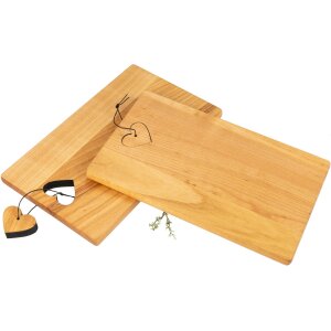 Cutting board - Oiled cherry - 30 x 18 x 1.5 cm - Heart on leather strap FSC®