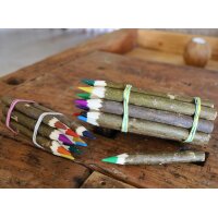 12er Set Holz Buntstifte mit Rinde - Natürliche und umweltfreundliche Stifte