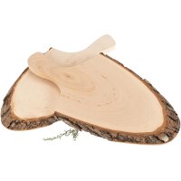 Servierbrett mit Griff & Rinde aus FSC® Erlenholz ca. 36 - 42 x 2 cm
