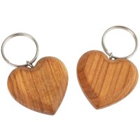 Flacher Holz-Schlüsselanhänger in Herzform | Geölte Kirsche 3,9x3,7x0,9cm