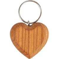 Flacher Holz-Schlüsselanhänger in Herzform | Geölte Kirsche 3,9x3,7x0,9cm
