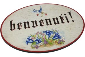 Antique wooden door signs in Italian - birch plywood