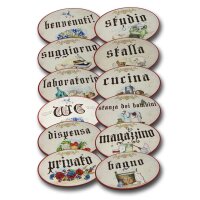 Antique wooden door signs in Italian - birch plywood