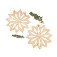 Wooden stars carved from spruce - wooden snowflake 15 cm...