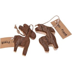 Weihnachtsanhänger mit Rinde - Elch-Design 5 x 8 cm, Baumschmuck aus Holz