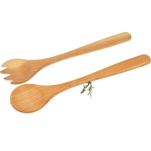 Salad Servers Made of Oiled Cherry Wood – 30 cm Stylish & Sustainable