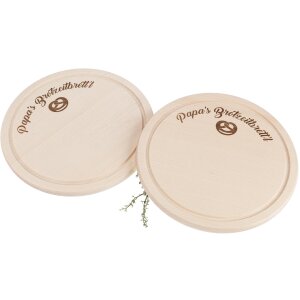 Papas Brotzeitbrettl mit Breze - Traditionelles Brotzeitbrett aus FSC® Ahorn 24 cm