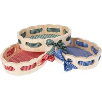 Holz Brotkorb Oval 28x21x6.5 cm mit Band und Stoff |...