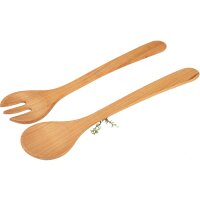 2-piece salad servers made of oiled cherry wood - 35 cm