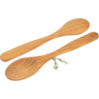 Oiled cherry wood spoon with oval bowl - 30 cm