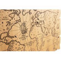 Holz Wandbild Weltkarte Antik aus Geölter Eiche FSC® - 120x72 cm
