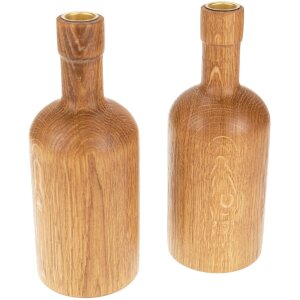 Gedrechselter Kerzenständer in Flaschenform aus geöltem Eichenholz