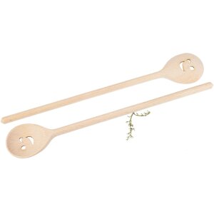 Wooden Cooking Spoon with Smiley Cutout – 30 cm Round Bowl