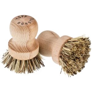 Beech wood cup brush with pressure - Ø: 6.5 cm - Fiber bristles