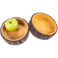 Wooden bowl made from an alder tree trunk with bark - 16.5 x 5 cm - Natural, rustic, and handcrafted