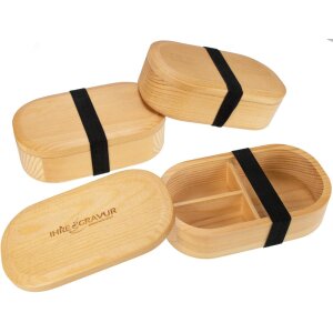 Softwood bento box with partition | Oiled pine snack box