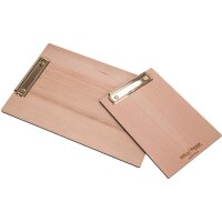 Holz Klemmbrett aus FSC® Kirschbaum roh DIN A4 - Briefklemme Silber -