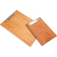 Holz Klemmbrett aus FSC® Kirschbaum roh DIN A4 - Briefklemme Silber -