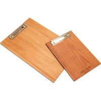 Holz Klemmbrett aus FSC® Kirschbaum roh DIN A4 - Briefklemme Silber -