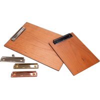 Holz Klemmbrett aus FSC® Kirschbaum roh DIN A4 - Briefklemme Silber -