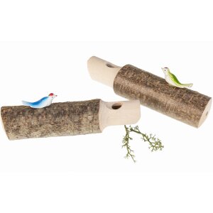 Black Forest cuckoo whistle made of hazelnut wood - 13 cm with 1 bird