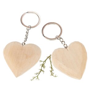 Hand-carved lime wood keyring pendant | heart shape 5x4.5cm